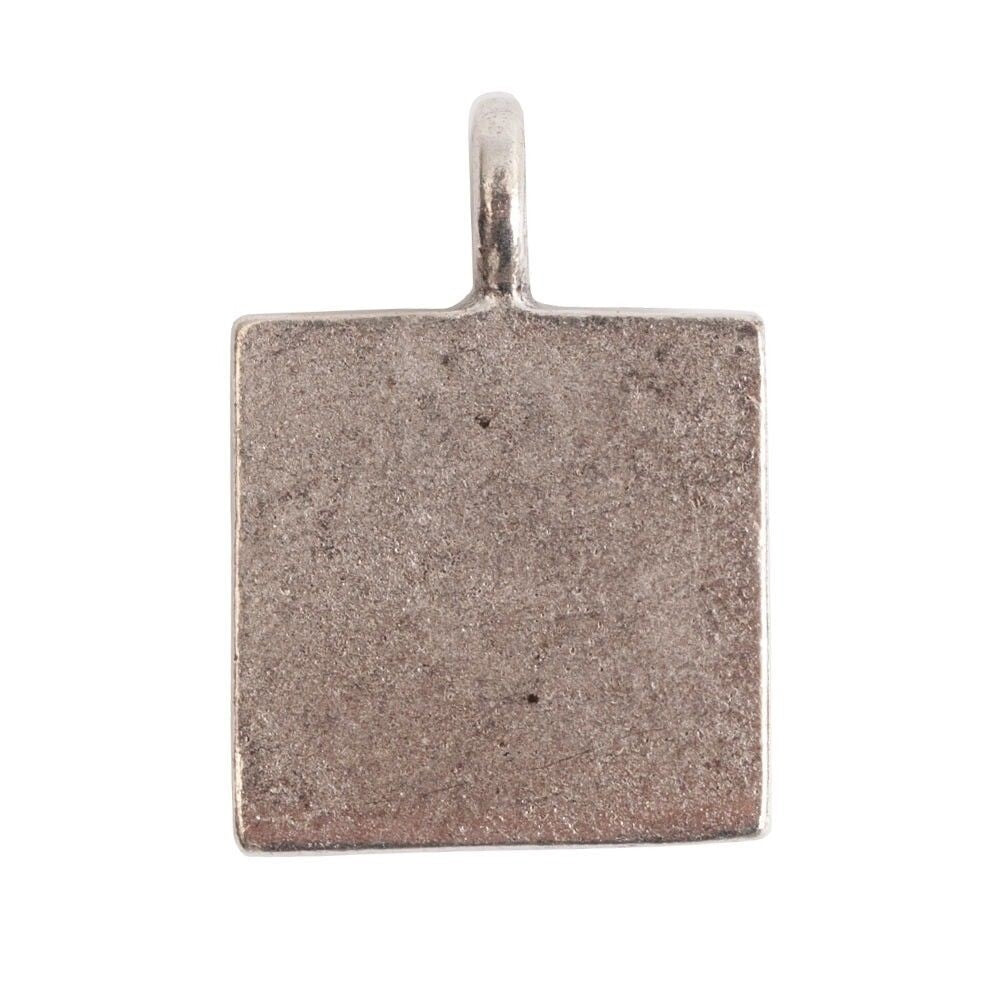 Nunn Design Antiqued Silver Pewter Small Square Bezel Pendant, 26x19mm, 1 pc