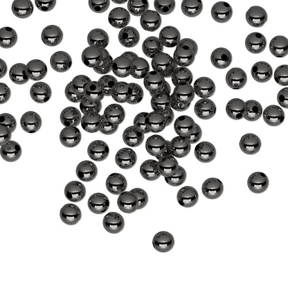 Black Oxide Plated Brass Smooth Round Spacer Beads, 4mm, 144 pcs