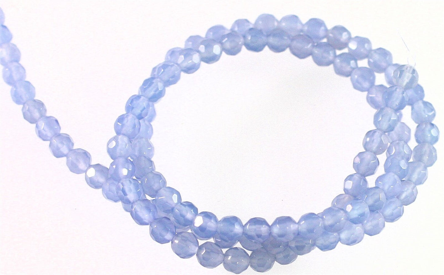 Beads, Light Blue Onyx B Grade 4mm Hand-Cut Faceted Round, 1 Strand (approx. 96-100 pcs)