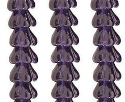 Tanzanite Purple Czech Glass Bell Flower Beads 8x6mm, 50 pcs