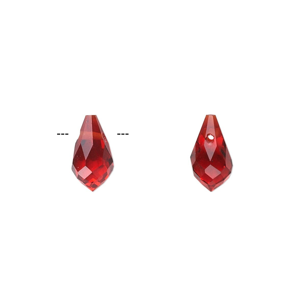 Crystal Glass Teardrop Beads, Faceted, 11x5.5mm, Top Drilled, 6 pcs