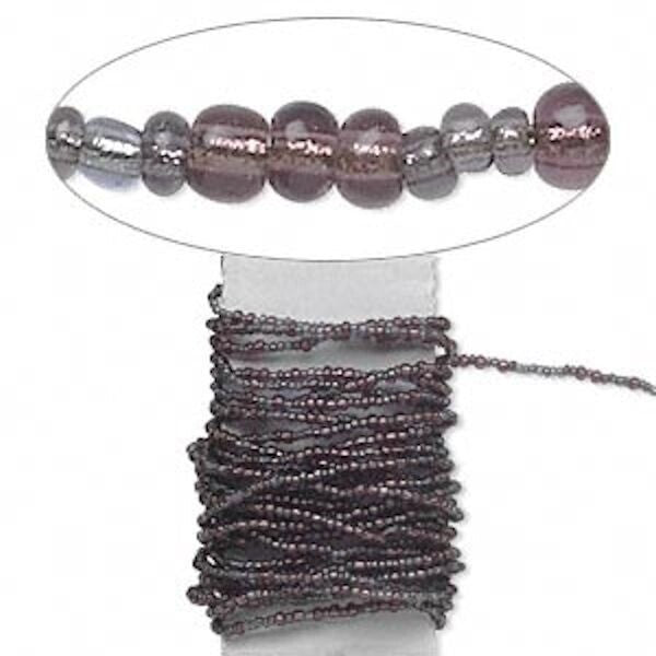 Beaded Wire, Pre-Strung Glass Seed Beads on Brass Wire, 15 Feet