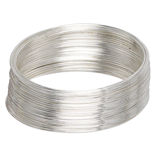 Silver Stainless Steel Memory Wire 2 1/4" Round Bracelets 1oz Package (50Loops)