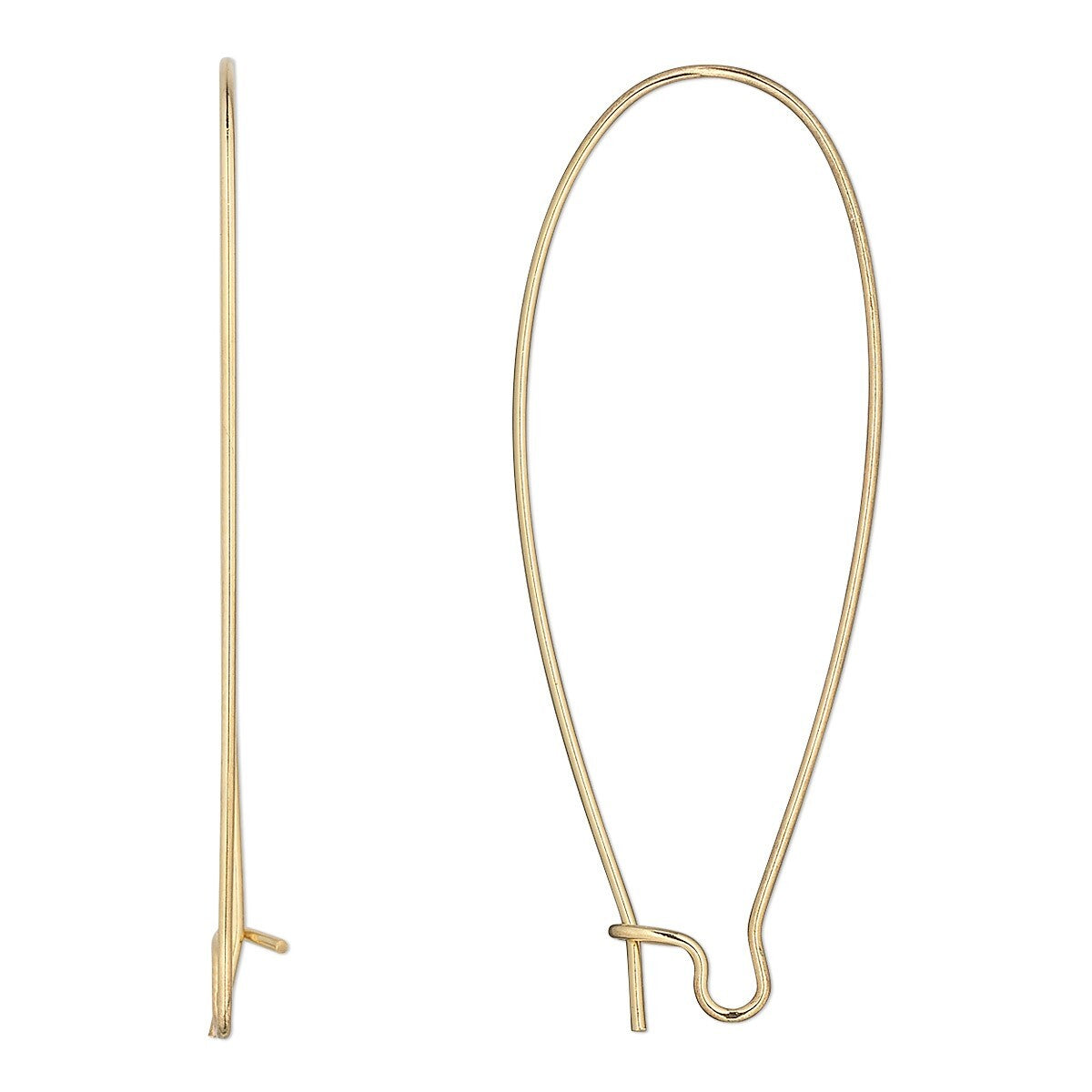 Gold Plated Stainless Steel 47x21mm Long Kidney Ear Wires