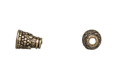 Cone Bead Caps, Antiqued Brass Pewter, 7x5mm, Fits 4mm Beads, 24 pcs