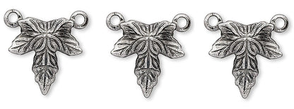 Antiqued Silver-Plated Brass 10x10mm Leaf Drop Connectors, 100 pcs