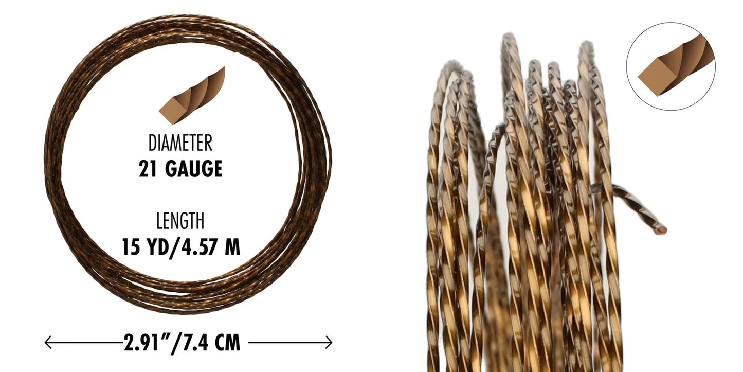Beadsmith Vintage Bronze Twisted Square Wrapping Wire, 21 Gauge (1.02mm), 15 ft