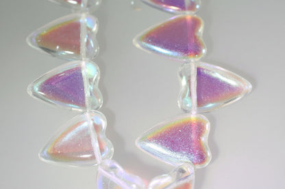 Czech Pressed Glass Crystal AB Heart Beads, 17x12mm, 12 pcs