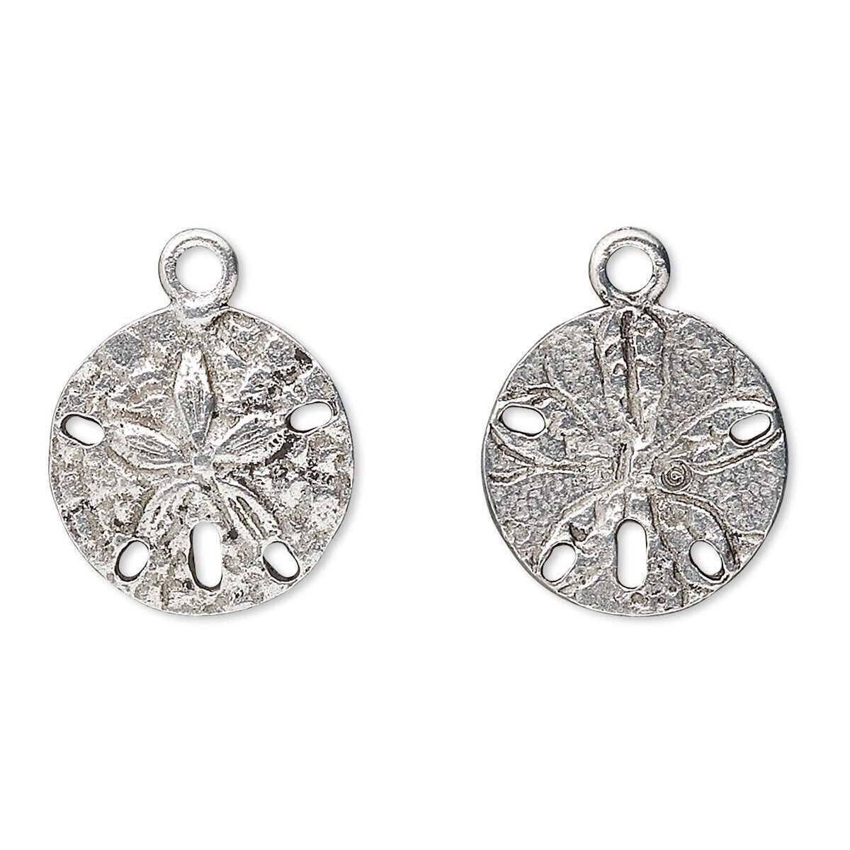 Antiqued Silver Pewter Sand Dollar Drop Charms 20x16mm – 4 pcs