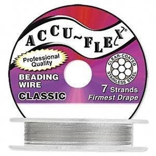 Accu-Flex 7 Strand Clear Beading Wire 0.0095" Diameter, 30 Foot Spool