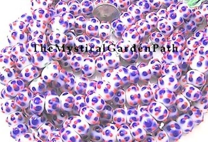 Lampwork Glass Red White & Blue Bumpy 12x9mm Rondelle Patriotic Beads, 12 pcs