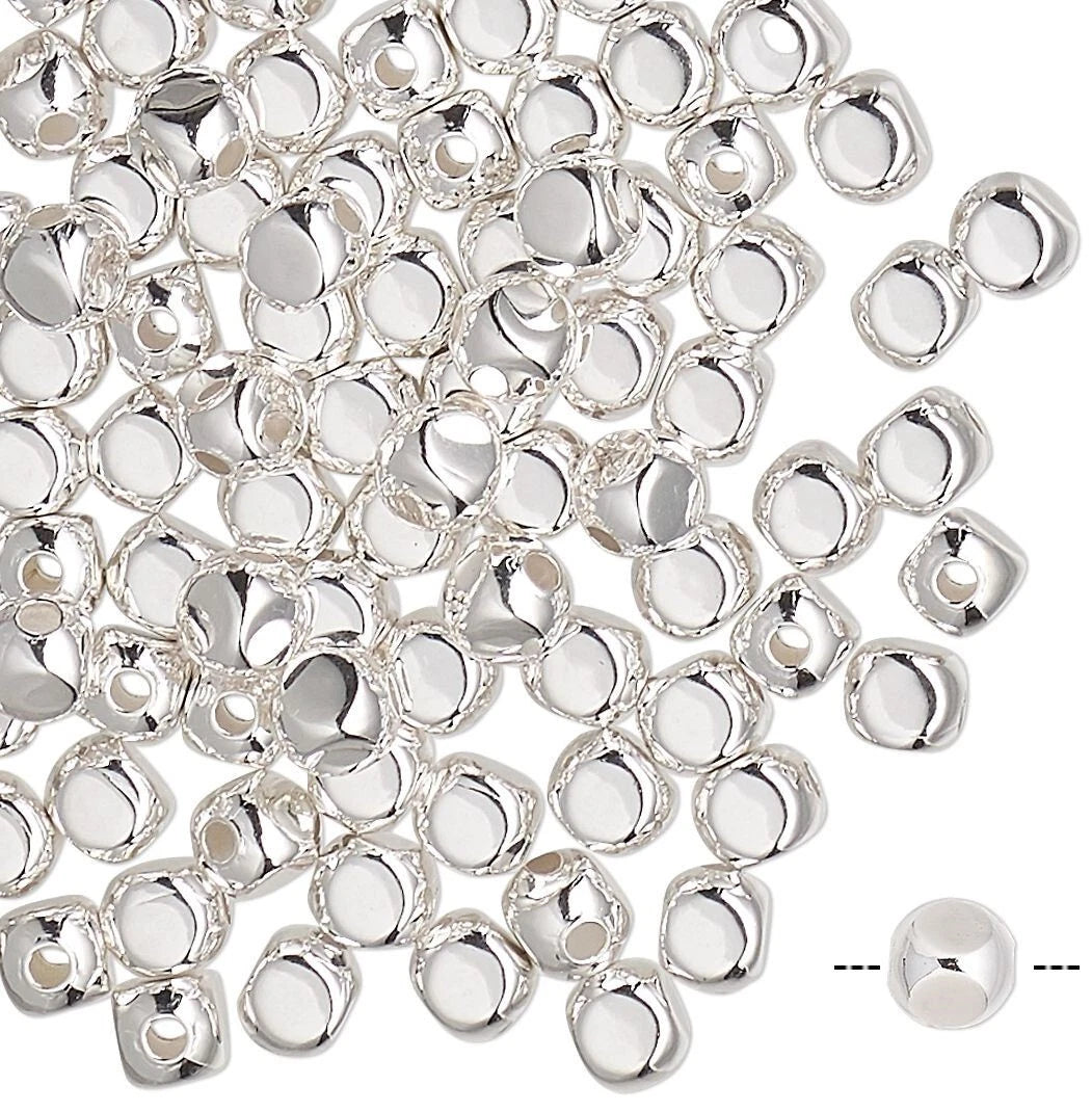 Silver Plated Brass Square Spacer Beads, 5x5mm - 144 pcs