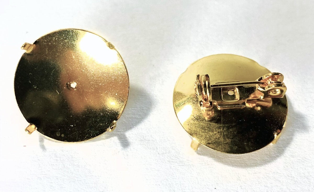 Gold Plated Flat Pad Pin Backs, 19mm, 10 pcs