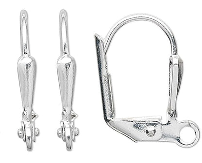 Silver Plated Brass Shield Leverback Ear Wires, 16mm, Open Loop