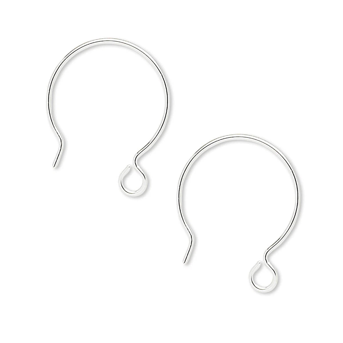 Sterling Silver French Hoop Ear Wires with Open Loop, 20x22mm, 10 Pair (20 pcs)