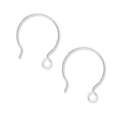 Sterling Silver French Hoop Ear Wires with Open Loop, 20x22mm, 10 Pair (20 pcs)