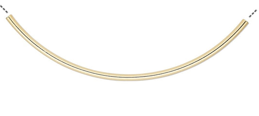 Brass 100x3mm Curved Tube Beads, Gold Plated, 10 pcs