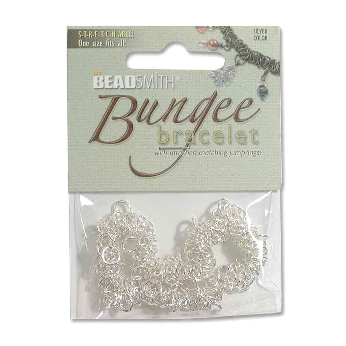 1 Silver Plated Bungee Bracelet Stretchable Metal Chain with Jump Rings *
