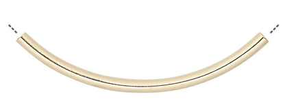 Curved Tube Bead, Gold Plated Brass 38x2mm, 144 pcs