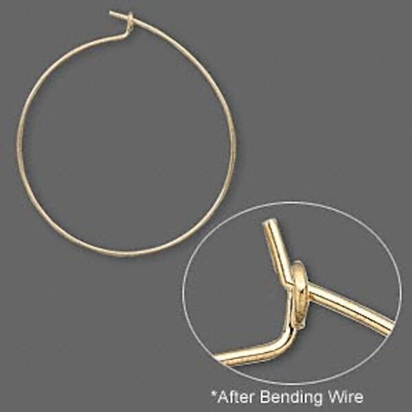Beading Hoops, Gold Plated Brass, 25mm, 24 Gauge, Round