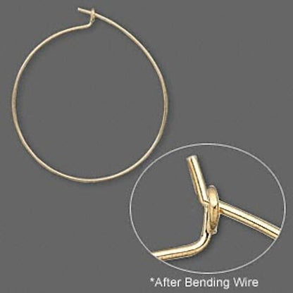 Beading Hoops, Gold Plated Brass, 25mm, 24 Gauge, Round