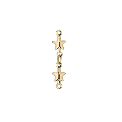 Gold Plated Brass Star Chain Extenders, 20mm - Pack of 6