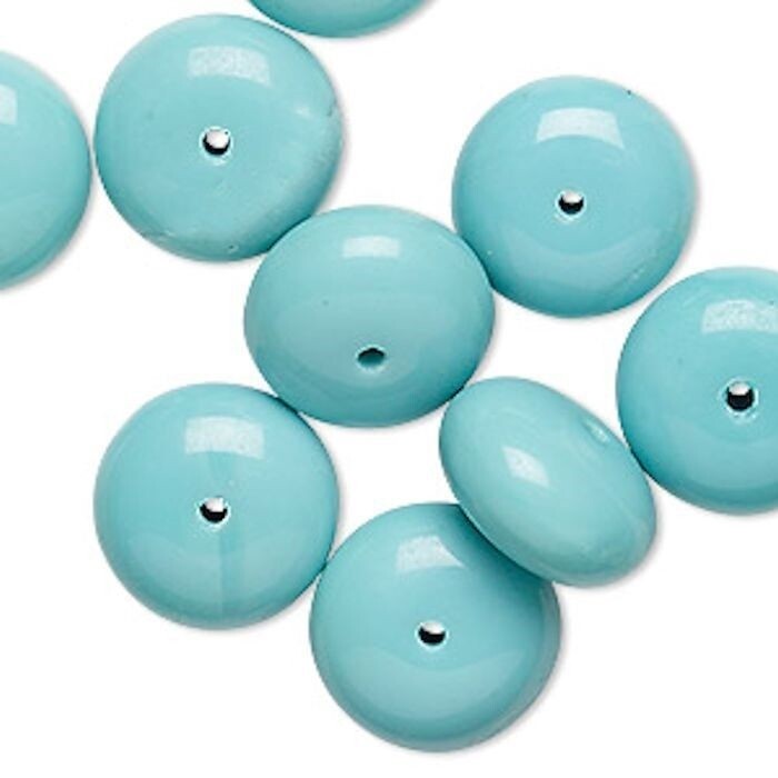 Vintage German Pressed Glass Opaque Rondelle Beads 15x8mm - 10 pcs