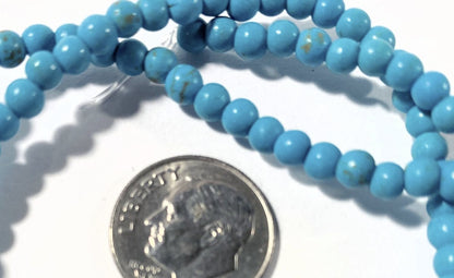 Dark Teal Green Blue Imitation Turquoise Resin Round Beads 3-4mm 1 Strand (115 pc)