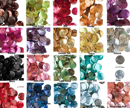 Mussel Shell 10mm Round Coin Drop Charms, 100 pcs