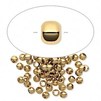 Gold Plated Brass Smooth Micro Round Spacer Beads, 3mm, 100 pcs