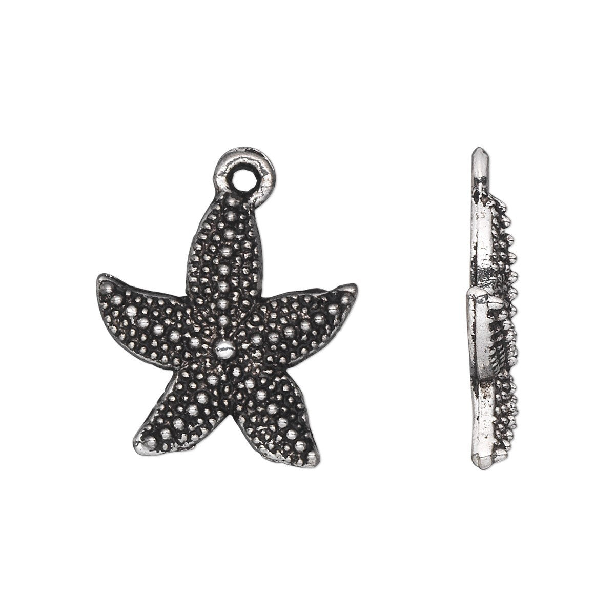 Antiqued Silver Pewter Starfish Charms, 20x19mm, 20 pcs