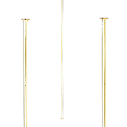 Head Pin, 144 Gold Plated Brass 2" Long 24 Gauge (.020 Inch) Standard Head Pins