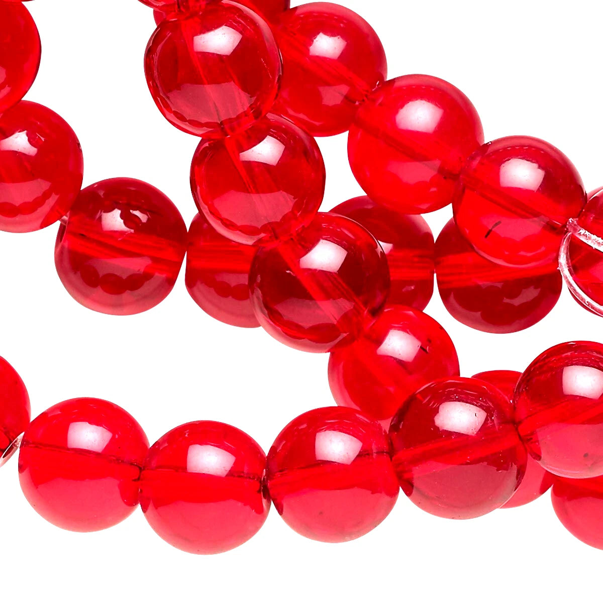 Glass Transparent Light Red Round Beads, 12mm, 1 Strand (approx. 80)