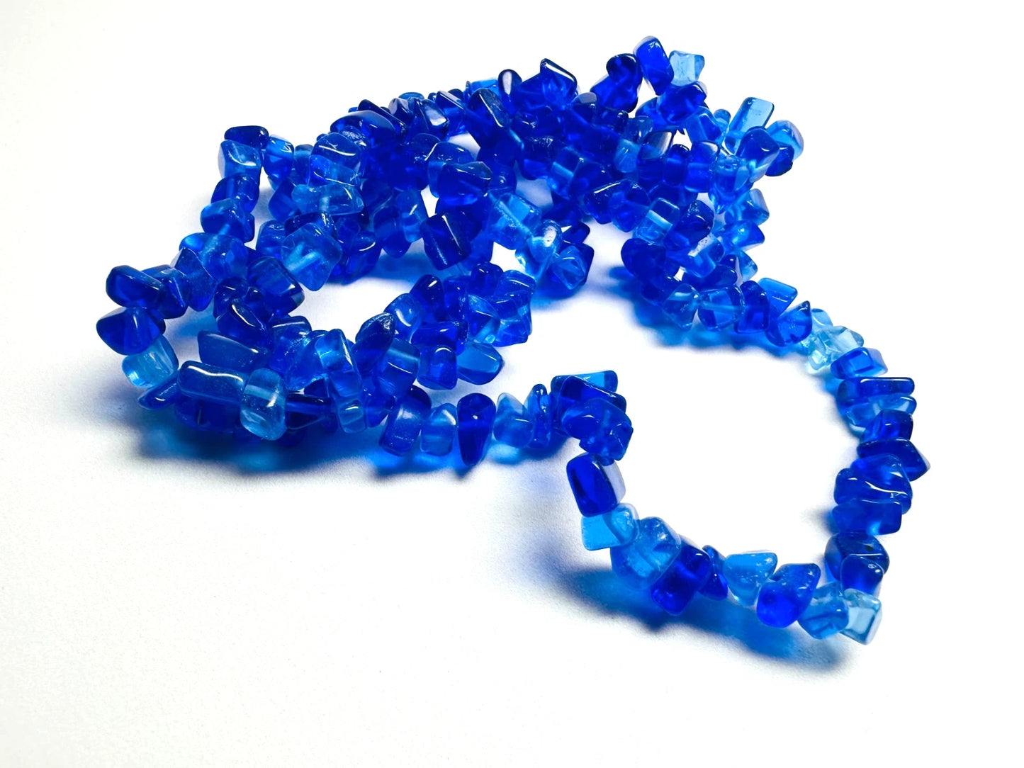Translucent Cobalt Blue Glass Chip Beads, 4-9mm, 30-Inch Strand