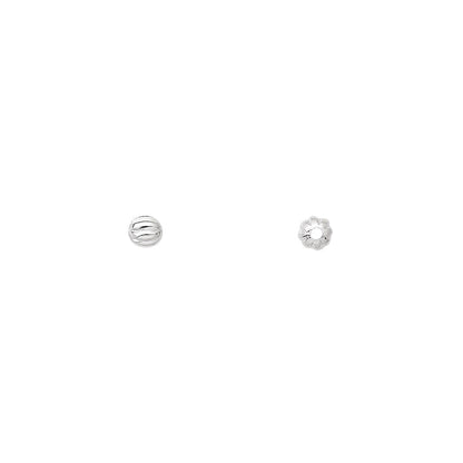 Silver Plated Brass 3mm Corrugated Round Beads