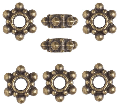 Antiqued Brass Pewter Filigree Rondelle Spacer Beads, 8x4mm (100)