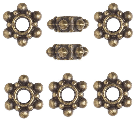 Antiqued Brass Pewter Filigree Rondelle Spacer Beads, 8x4mm (100)