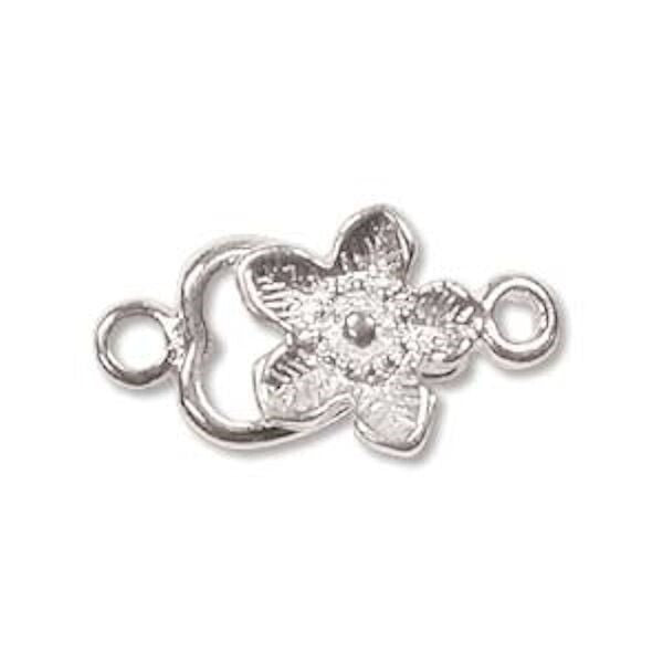 Silver Plated Brass 9mm Flower Hook & Eye Clasps – 36 Sets