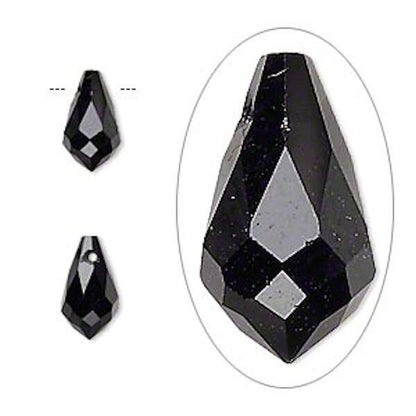 Crystal Glass Teardrop Beads, Faceted, 11x5.5mm, Top Drilled, 6 pcs