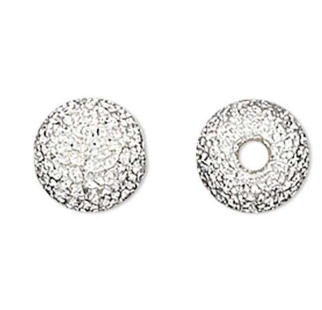 Silver Plated Brass Stardust Round Beads, 4mm, 24 pcs