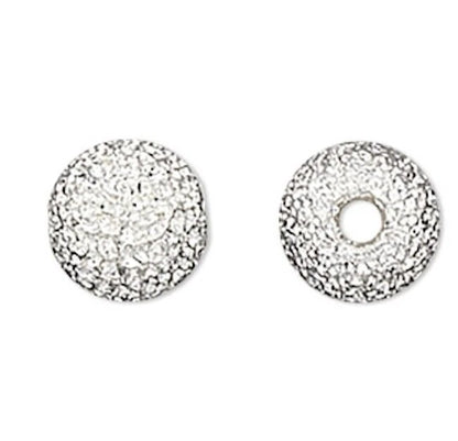 Silver Plated Brass Stardust Round Beads, 4mm, 24 pcs