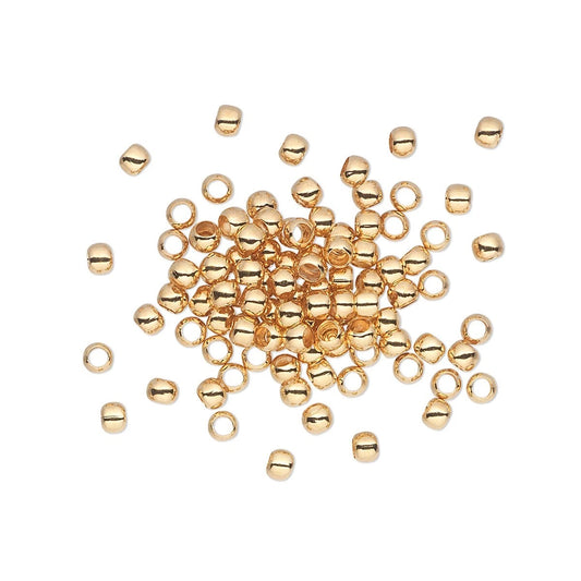 Gold Plated Brass Micro Round Spacer Beads, 2.5mm, 100 pcs