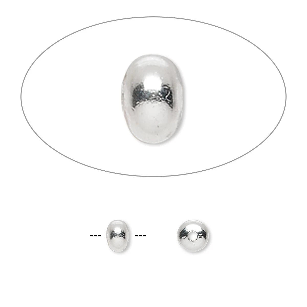 Silver Plated Brass Smooth Saucer Spacer Beads, 4.5x3mm, 100 pcs