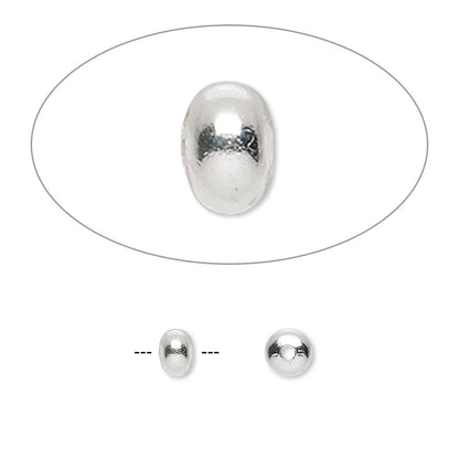 Silver Plated Brass Smooth Saucer Spacer Beads, 4.5x3mm, 100 pcs