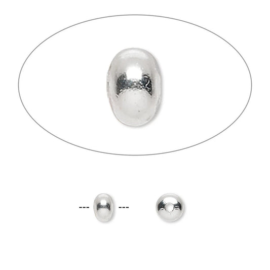 Silver Plated Brass Smooth Saucer Spacer Beads, 4.5x3mm, 100 pcs