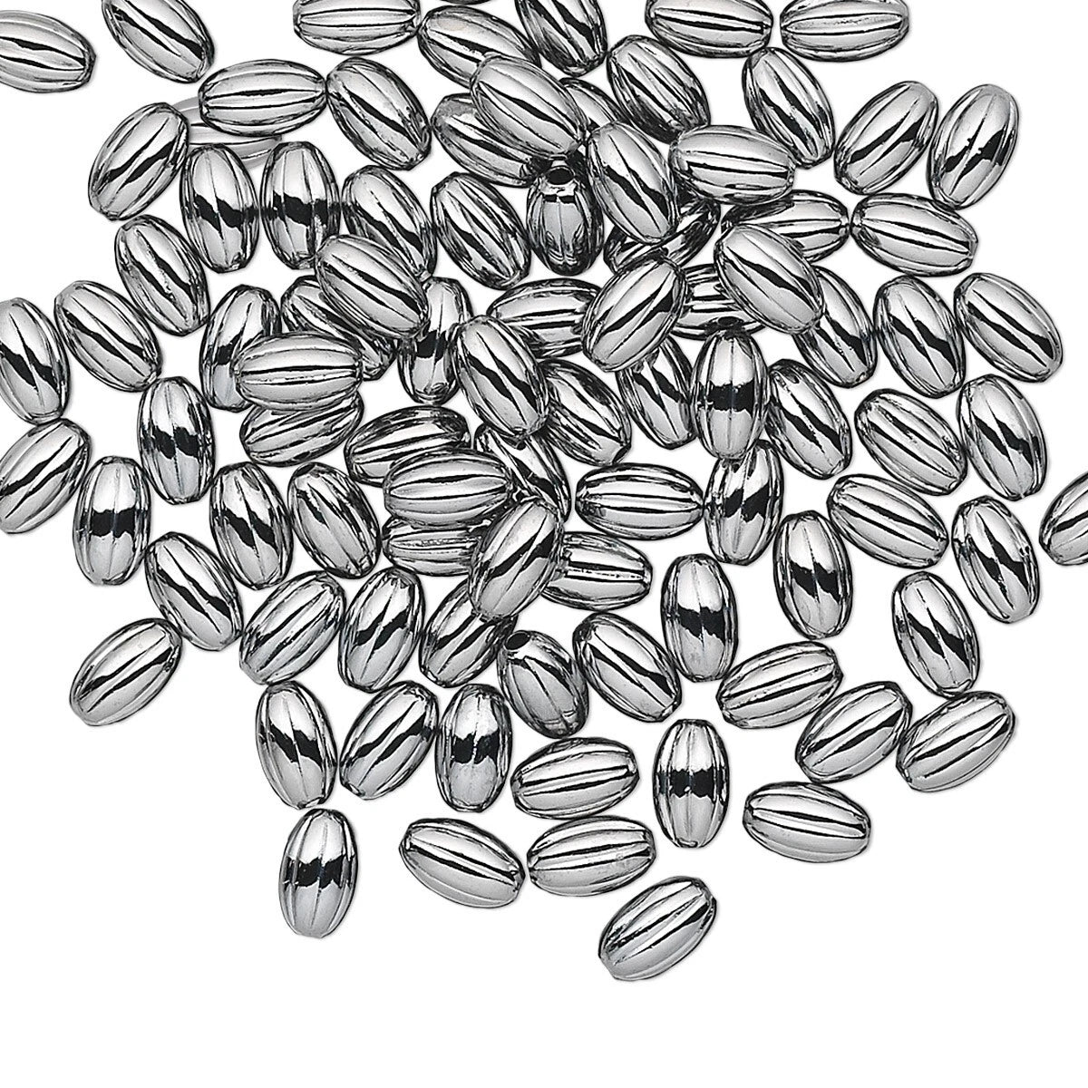 Gunmetal Plated Brass Corrugated Oval Beads, 5x3mm, 100 pcs