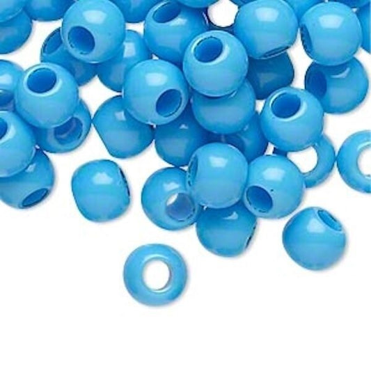 Opaque Turquoise Acrylic Pony Beads, 7x6mm, 144 pcs