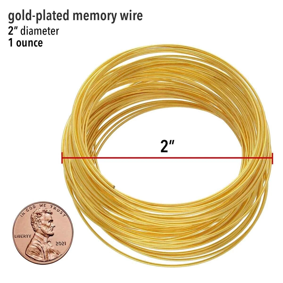 Beadsmith Gold Plated Steel Bracelet Memory Wire 2", 1 oz (approx. 70-75 loops)