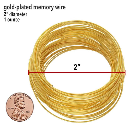 Beadsmith Gold Plated Steel Bracelet Memory Wire 2", 1 oz (approx. 70-75 loops)