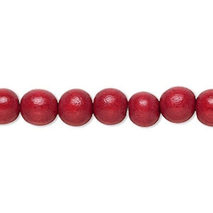 Dyed & Waxed Wood Round Beads 7-8mm - 2 Strands (approx. 108 pcs)
